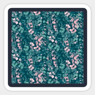 Pink and Teal Splashed Flowers Sticker